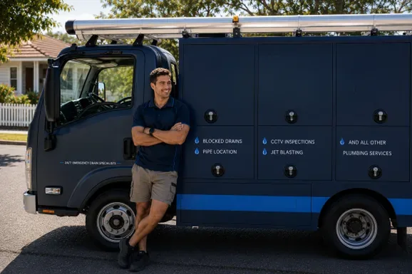 Licensed Box Hill plumber at the van